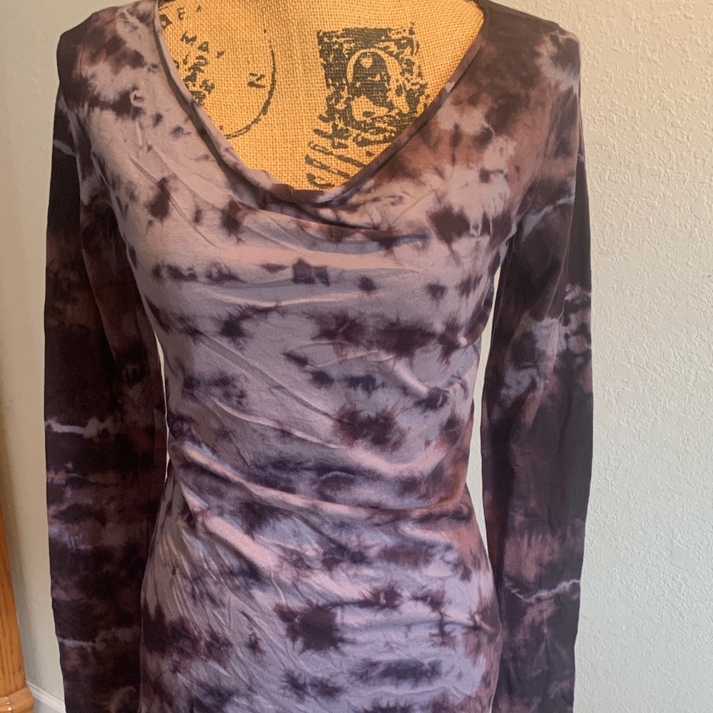 XCVI Purple and Black Tie-Dye Long Sleeve Top
